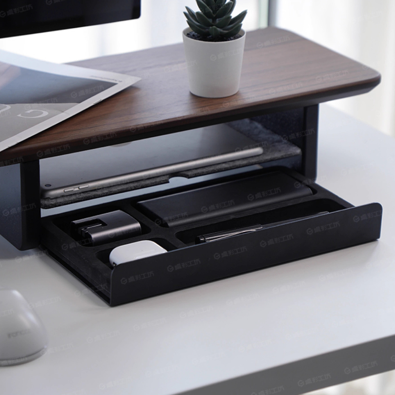 Desk Setup Organizer - Monitorständer, Erhöhung, Aufbewahrungsschubladen, Büro-Schreibtisch-Organizer, Computer-Aufbewahrungsregal, ergonomisches