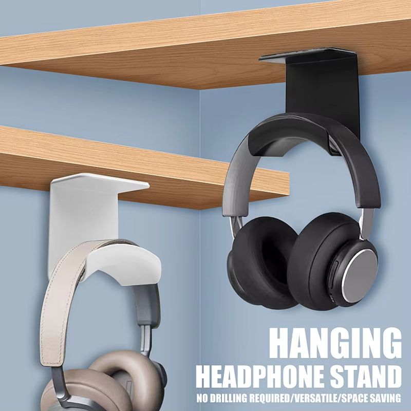 Gaming Setup Desk - Universeller Kopfhörerständer, selbstklebender Kunststoff-Wandhalter, Headset-Halterung für