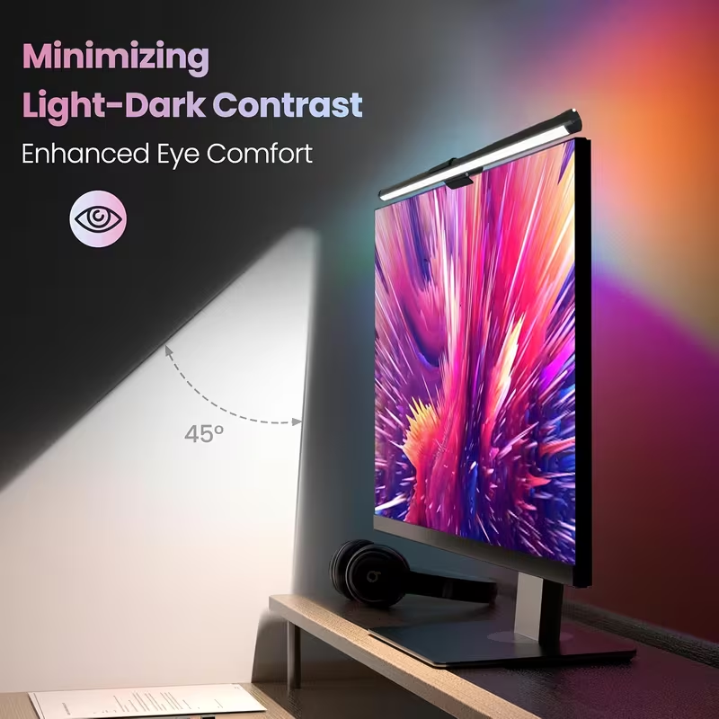 Desk Setup Modern - Monitor-Lichtleiste LED Computerbildschirm-Hängeleuchte RGB Atmosphären-Tischlampe Stufenlos