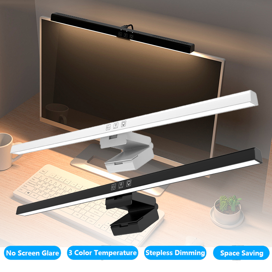 Desk Setup Modern - 50cm LED-Monitorleuchte Bildschirm-Hängelampe Stufenlos Dimmbar USB-Schreibtischlampe
