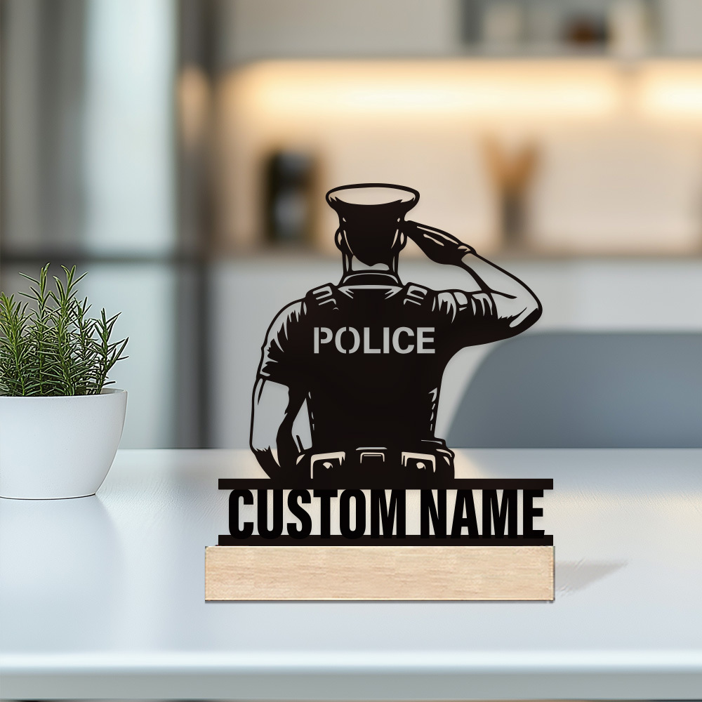 Desk Setup Modern - Personalisiertes Metall-Polizeiabzeichen, Individuelles Namensschild, Dekoration im