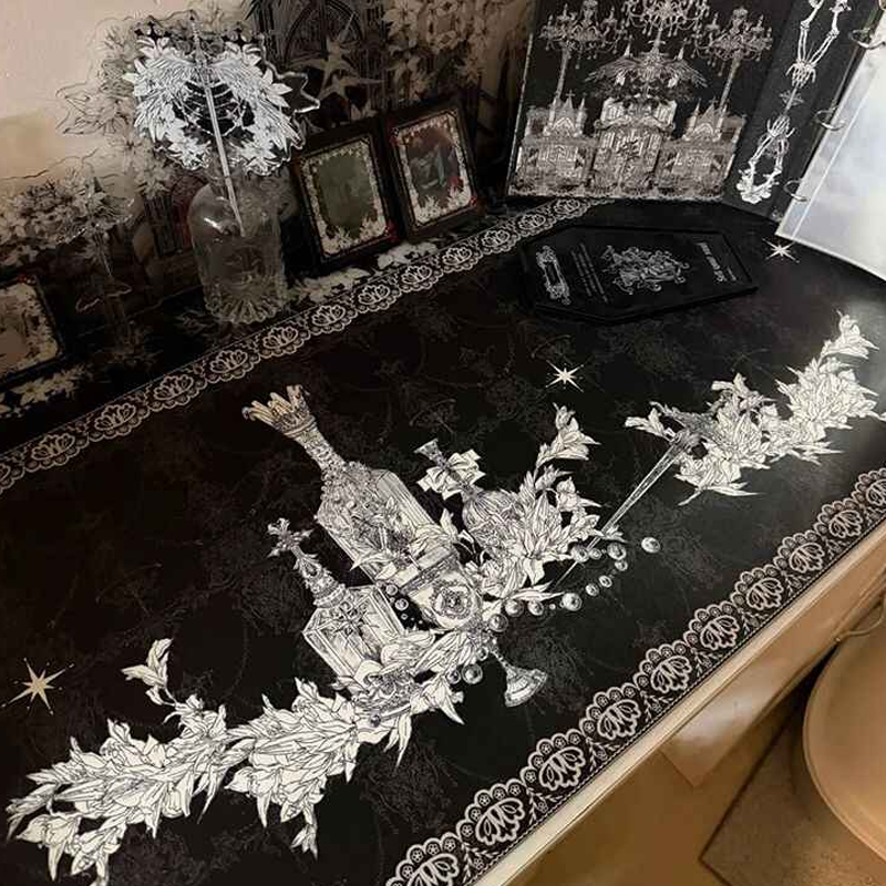 Desk Setup Dark - Divine Realm Gothic Building Mauspad Extra
