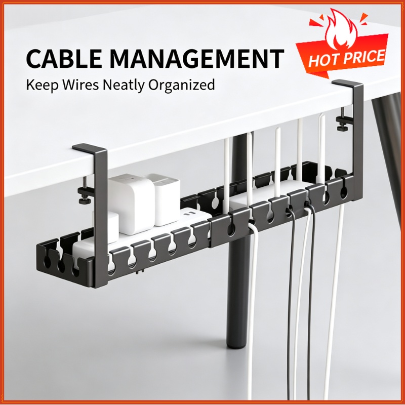 Desk Setup Organizer - Teleskopisches Untertisch-Aufbewahrungsregal Metall-Kabelmanagement-Ablage Büro-Schreibtisch-Kabelorganizer Ohne Bohren