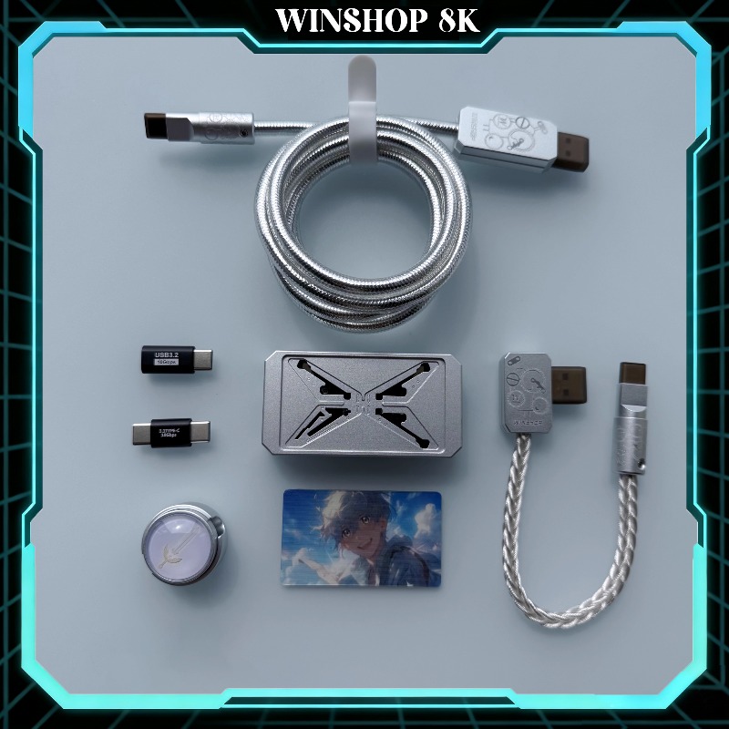 Desk Setup Accessories Aesthetic - WINSHOP Esports HUB Dual-In 4-Out USB-Hub