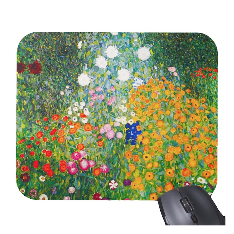Desk Setup Accessories Aesthetic - Gustav Klimt Blumen Floral Mauspad Mousepad