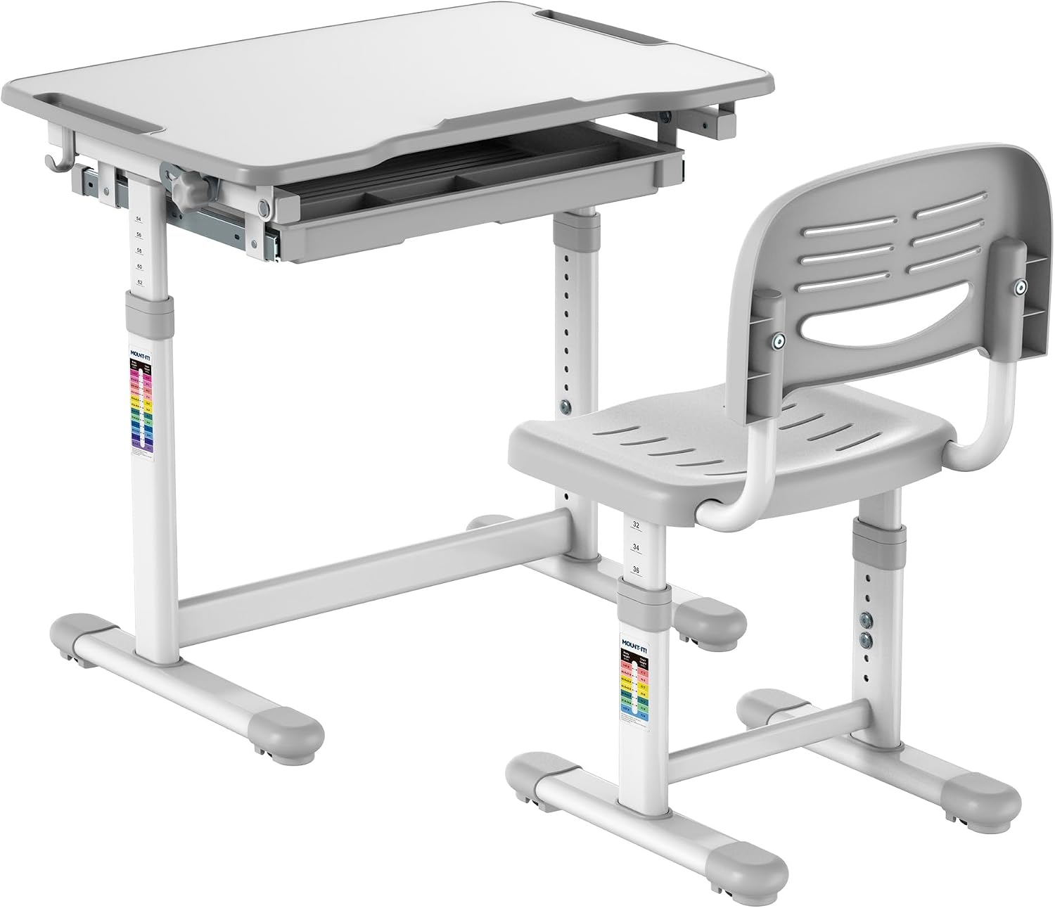 Desk Setup Kids - Kinderschreibtisch- und Stuhl-Set, höhenverstellbar bis 30