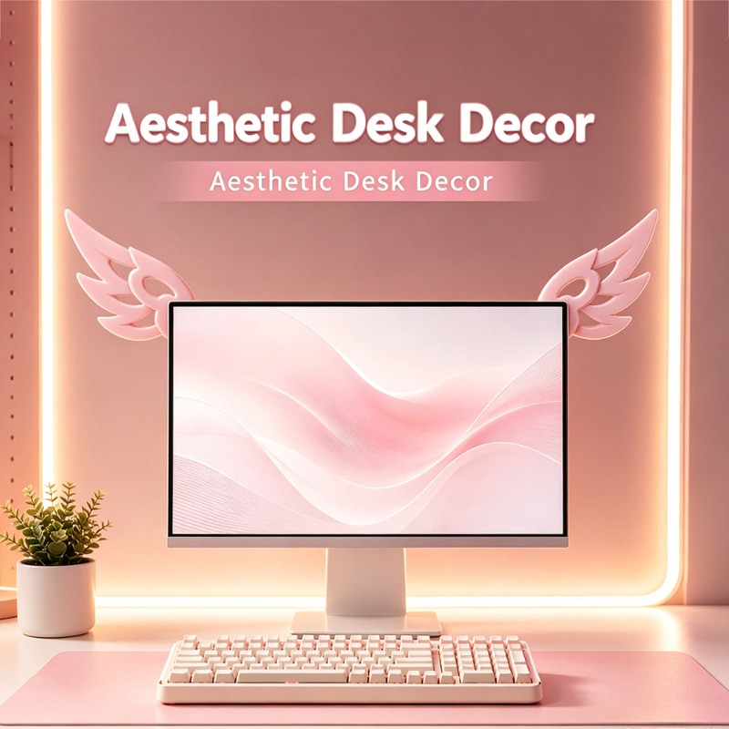 Kawaii 3D Flügel-Dekoration fü – Desk Setup Accessories Aesthetic Bewertung und Preis