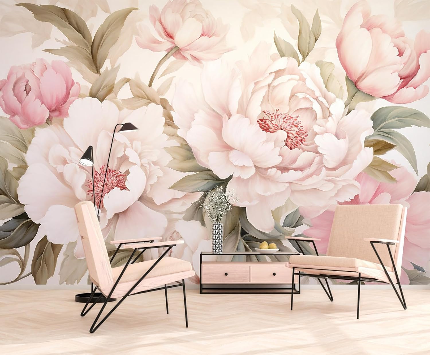 Elegante Pfingstrosen-Blumen-W – Desk Setup Modern Bewertung und Preis