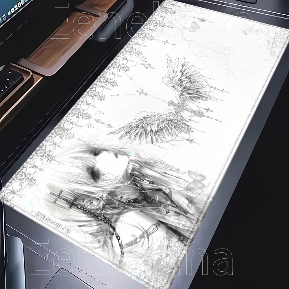 Mauspad, schwarz, weiß, Anime- – Desk Setup Accessories Aesthetic Bewertung und Preis